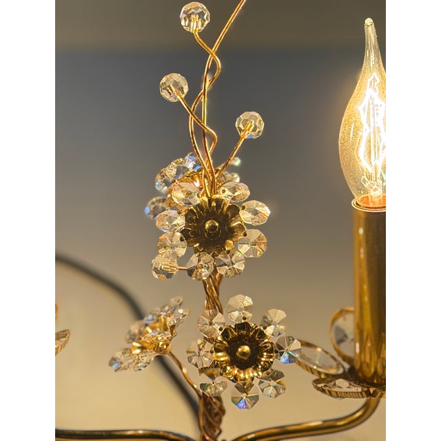 Vintage Brass Lead Crystal Table Lamp from Palwa, 1960s For Sale - Image 9 of 17