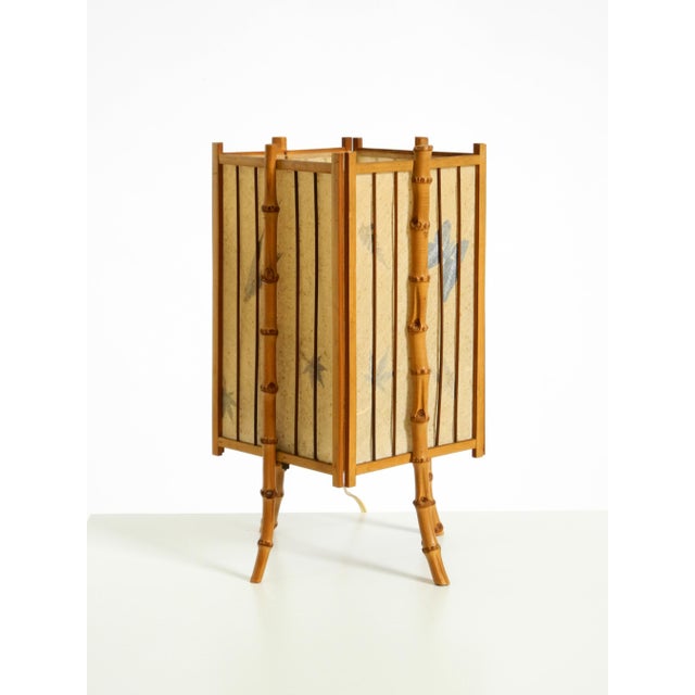 Mid-Century Modern French Table Lamp in Bamboo and Parchment Paper, 1950s For Sale - Image 9 of 18