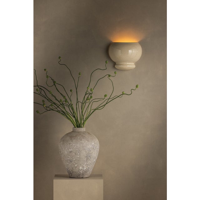 Mitzi Mitzi Pia 10 in. 1 Light Wall Sconce in Aged Brass and Ceramic Butter Crackle Finish For Sale - Image 4 of 13