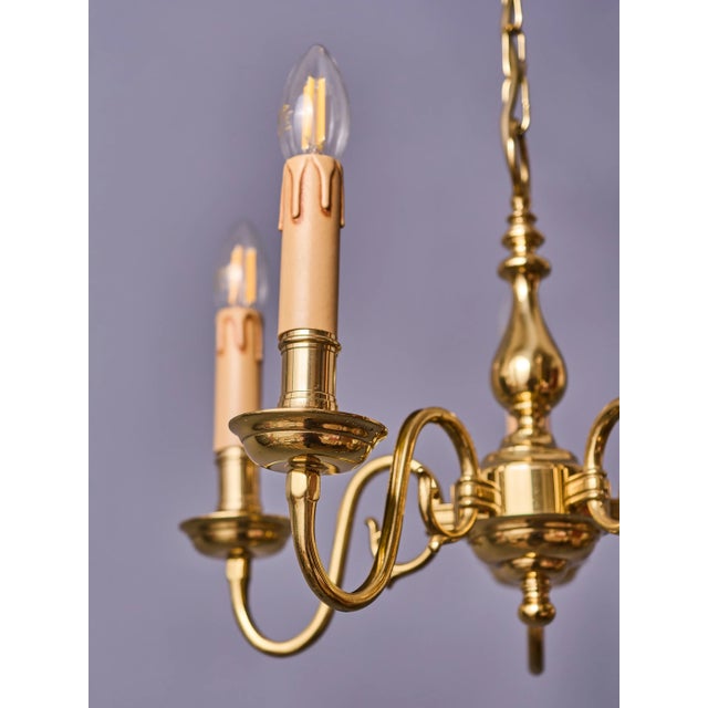 Vintage Brass Five-Arm Chandelier For Sale - Image 6 of 10
