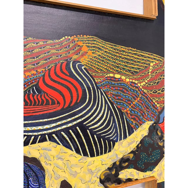 Textile C. 1960s Psychedelic Twelve Foot Lonng Diptych Abstract Shaped Canvas Painting For Sale - Image 7 of 11