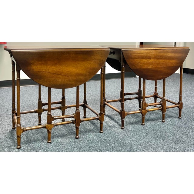 Hollywood Regency Statton Private Collection Warfield Mahogany Gate Leg Side Tables - A Pair For Sale - Image 3 of 11