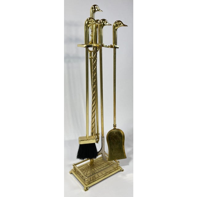 Vintage Brass Mallard Duck Fireplace Tools on Stand Chairish