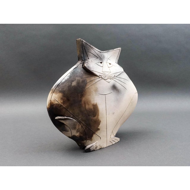 Mary Dewey Gates Signed Sitting Cat Original Studio Art Pottery Sculpture. Measures approximately 11" long, 3 1/2" wide,...