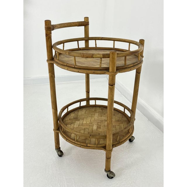 Wood Mid-Century Circular Bamboo Trolley, 1960s For Sale - Image 7 of 7