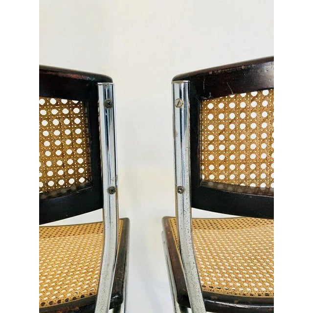 Metal Set of Vintage Wooden and Straw Dining Chairs, 1970s For Sale - Image 7 of 11