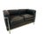 Authentic Cassina LC2 loveseat in black leather with polished chrome frame, designed by Le Corbusier, Pierre Jeanneret,...