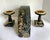 Metal 1920's Art Deco Black Marble, Onyx, and Brass Clock Garniture Set For Sale - Image 7 of 12
