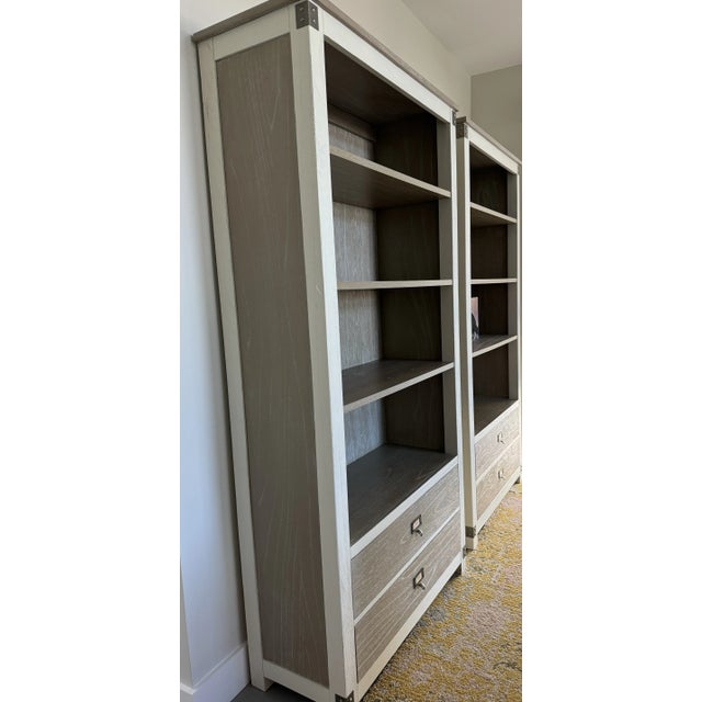 Contemporary Modern Farmhouse Style Bookshelves (2) For Sale - Image 3 of 7