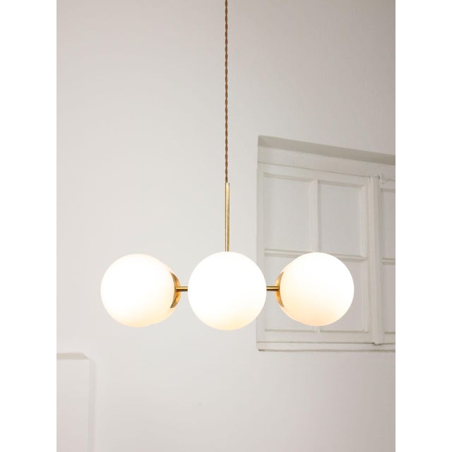 Vintage Italian Six-Arm Sputnik Chandelier with Opaline Shades For Sale - Image 12 of 18