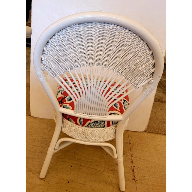 White Wicker Dining Table Set With Four Armchairs Chairish