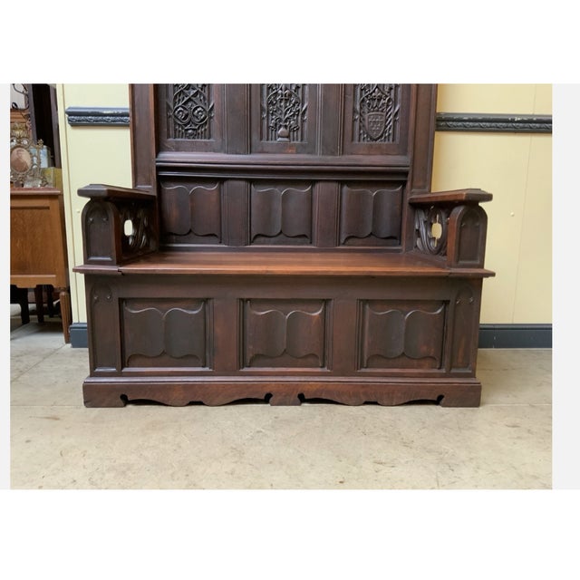 Antique Neo-Gothic Chest Bench, 1880 For Sale - Image 10 of 11