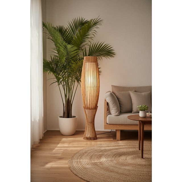 This is the largest and rarest version if the iconic Bamboo Floor Lamp that Franco Albini designed for Vivai del Sud, an...