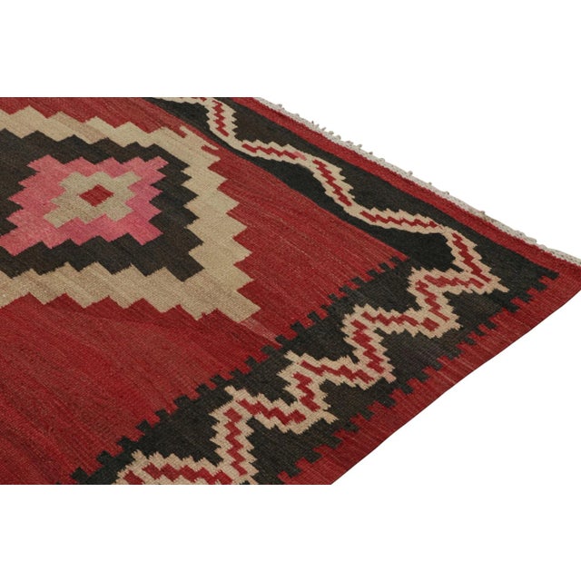 1950s Vintage Shahsavan Persian Kilim in Red, Beige & Black Patterns by Rug & Kilim For Sale In New York - Image 6 of 8