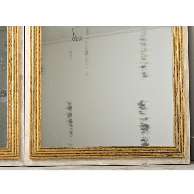French French Pair of Louis XVI Style Reeded Gilt Mirrors For Sale - Image 3 of 14