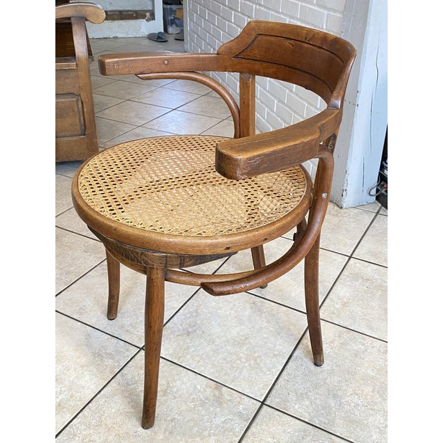 Bistro-Style Desk Chair in Bentwood with Cane Seat, 1930s For Sale - Image 9 of 18