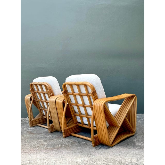 Vintage Six Strand Bent Rattan Lounge Chairs After Paul Frankl - A Pair For Sale In West Palm - Image 6 of 12
