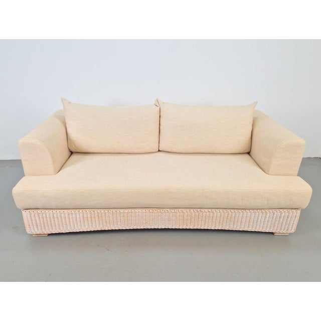 Modern Outdoor Wicker Linen Sofa by DFN SRL for Dolcefarniente Leda, Italy For Sale - Image 4 of 16