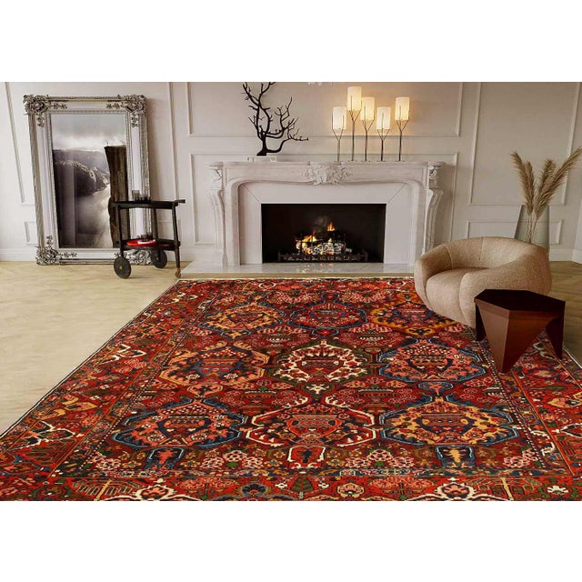 Pasargad DC Vintage Red Hand Knotted Bakhtiari For Sale - Image 4 of 4