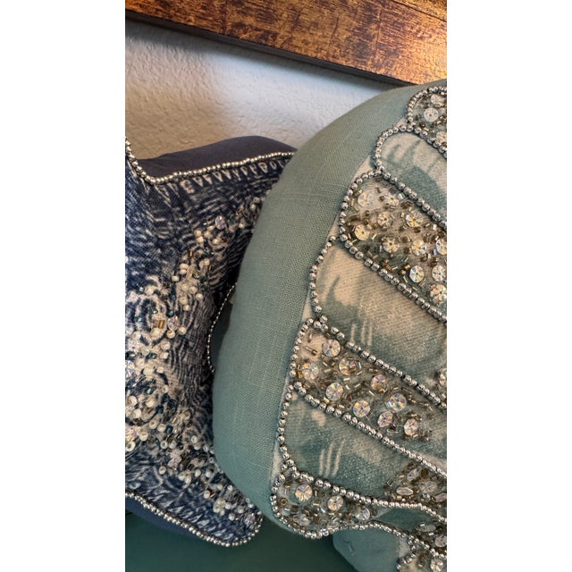 Beaded Seashell and Starfish Pillows, Set of 2 For Sale In San Diego - Image 6 of 15