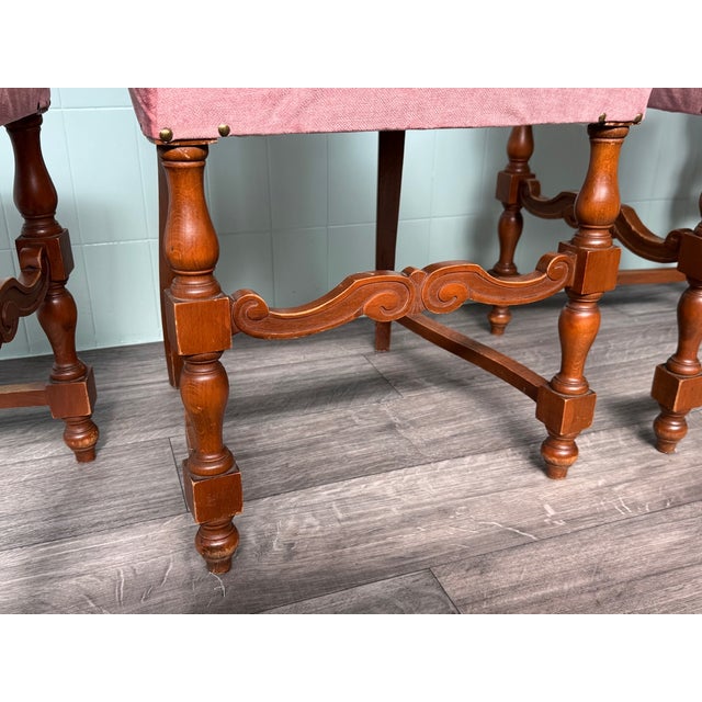 1960s Italian Chairs in Beech and Velvet, 1960s, Set of 6 For Sale - Image 5 of 16