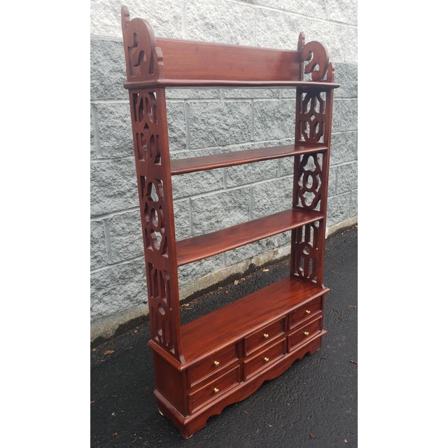 Chippendale Solid Mahogany 6-Drawer 4-Tier Free Standing or Wall Hanging Shelves For Sale - Image 9 of 9