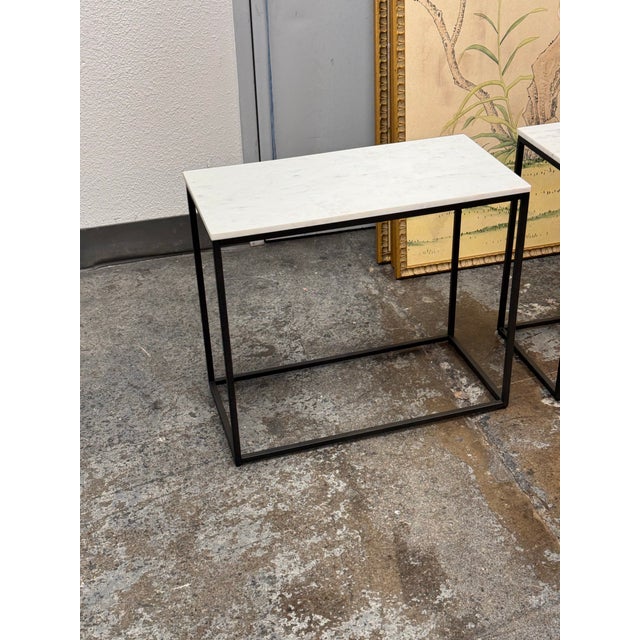 2020s Pottery Barn Delaney Rectangular Marble End Tables, Pair For Sale - Image 5 of 12