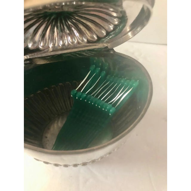 Metal Antique Silver Clam Seashell Hinged Box For Sale - Image 7 of 9