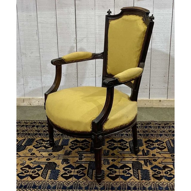 Wood Late 19th Century Louis XVI Armchair in Beech For Sale - Image 7 of 11