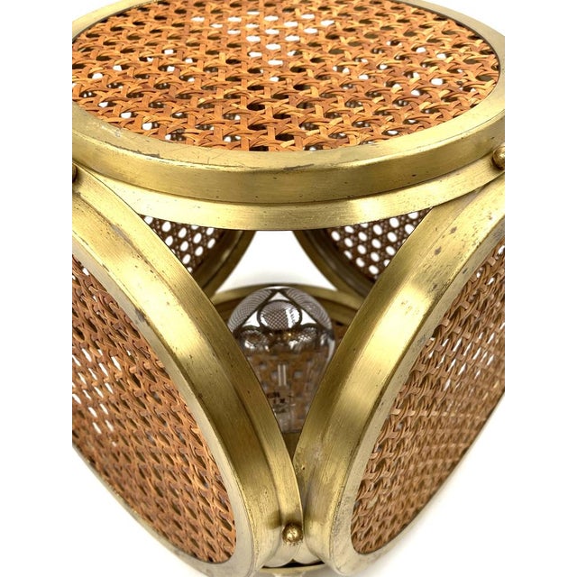 Hollywood Regency Italian Lamps in Brass and Vienna Straw, 1970s, Set of 2 For Sale - Image 16 of 18