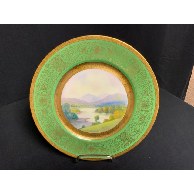 1920s Heinreich & Co British Landscape Plates by Pickard Artists, Challinor and Marker- Set of 4 For Sale - Image 9 of 12