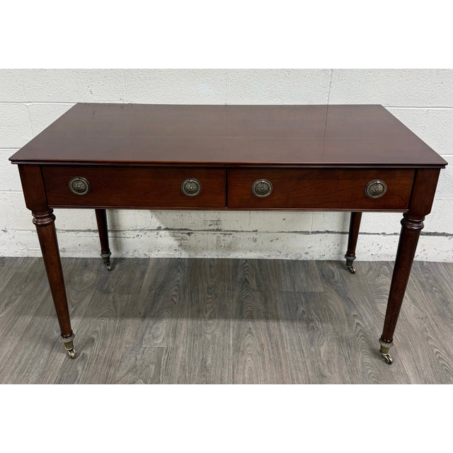 English Vintage Bombay Company English or Georgian Revival Style Mahogany Writing Desk For Sale - Image 3 of 12