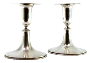 Low Candlesticks in Silver, Set of 2