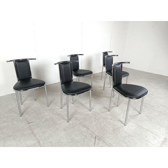 Vintage Postmodern Chrome Dining Chairs, 1980s, Set of 6 For Sale - Image 6 of 10