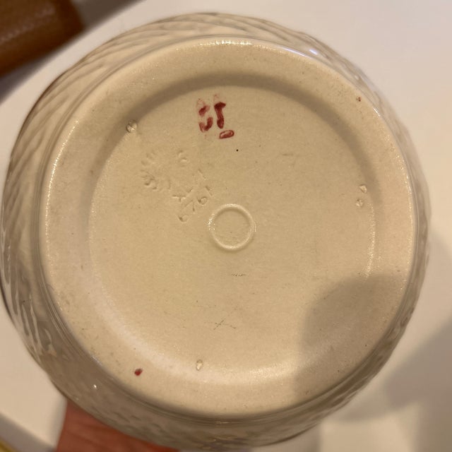 Cream Vintage 1945 Rookwood Art Deco Styalized MCM Art Pottery Floral Bulbous Vase For Sale - Image 8 of 10