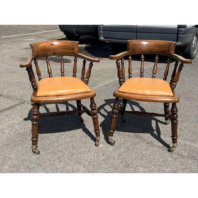 Set of Victorian Armchairs in Brass Castors For Sale - Image 13 of 16