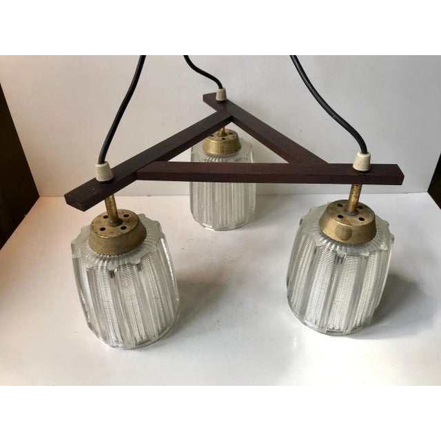 Mid-Century Danish Brass and Glass Ceiling Lamp, 1950s For Sale - Image 6 of 7