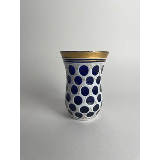Mid 19th Century 19th Century Bohemian Blue and White Cut Glass Beaker For Sale - Image 5 of 6