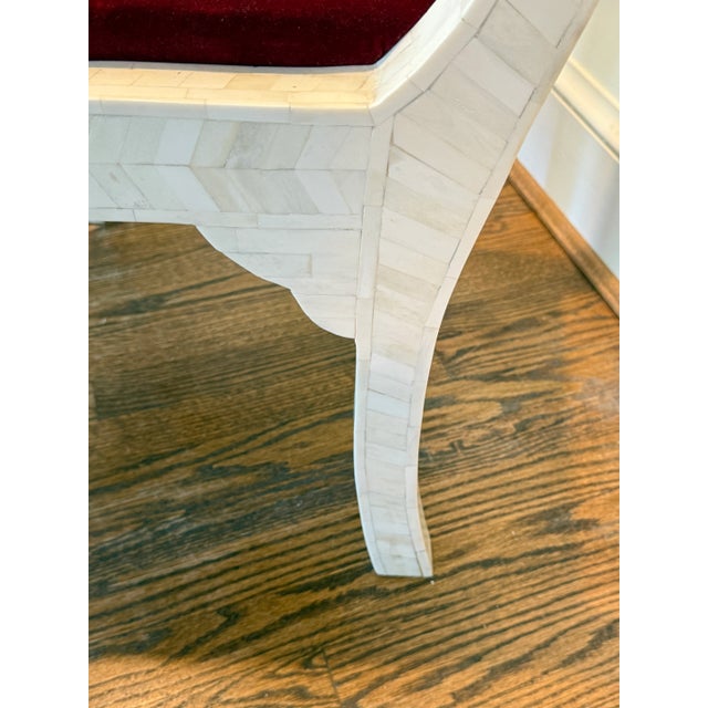 Bone Chair With Red Cushion For Sale In Washington DC - Image 6 of 9