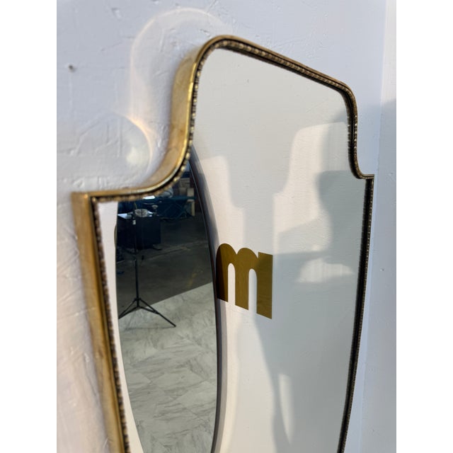 Brass Vintage Hollywood Regency Brass Beaded Wall Mirror For Sale - Image 8 of 10