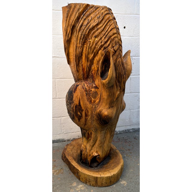 Horse Head Hardwood Chainsaw Carving For Sale - Image 9 of 14