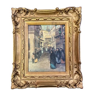 1950’s Original Arab Cityscape With Figures Painting For Sale