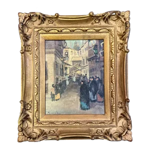 1950’s Original Arab Cityscape With Figures Painting