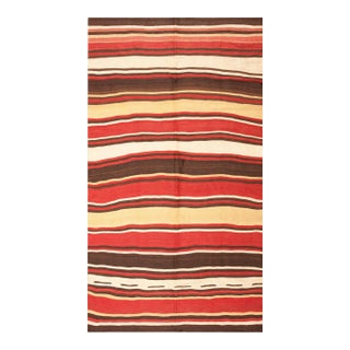 1900s Multicolor Stripe Kilim Antique n.w. Persian Flat-Weave Rug 6' X 10'8" Wool Carpet For Sale