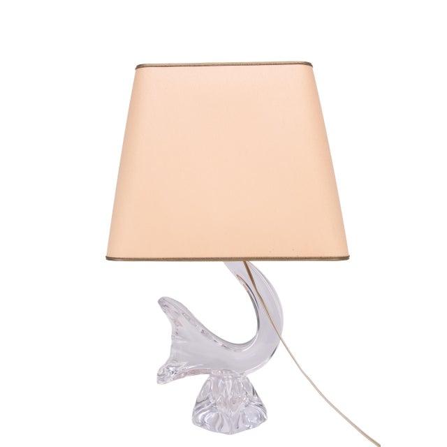 Crystal Glass Bird Table Lamp from Daum, France, 1960s For Sale - Image 10 of 15