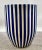 An exquisite Art Deco style blue and white side table or stool featuring a striped design. The table is hand made of...