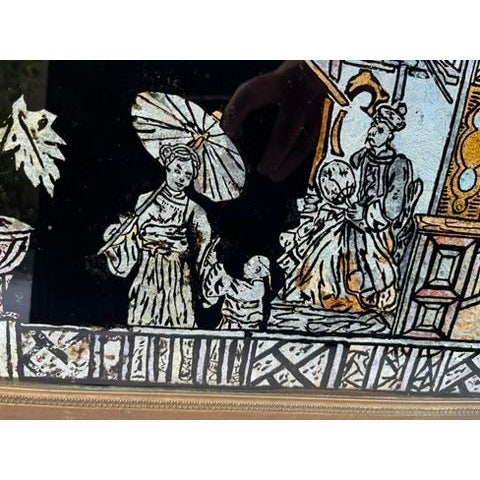 Antique English Chinoiserie Tinsel Painting For Sale - Image 4 of 7