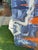 Blue Blue and Orange Abstract Canvas Painting For Sale - Image 8 of 8