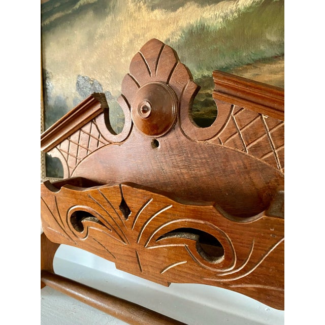 Victorian Antique Late 19th Century Eastlake Wall Pocket / Towel Holder For Sale - Image 3 of 5