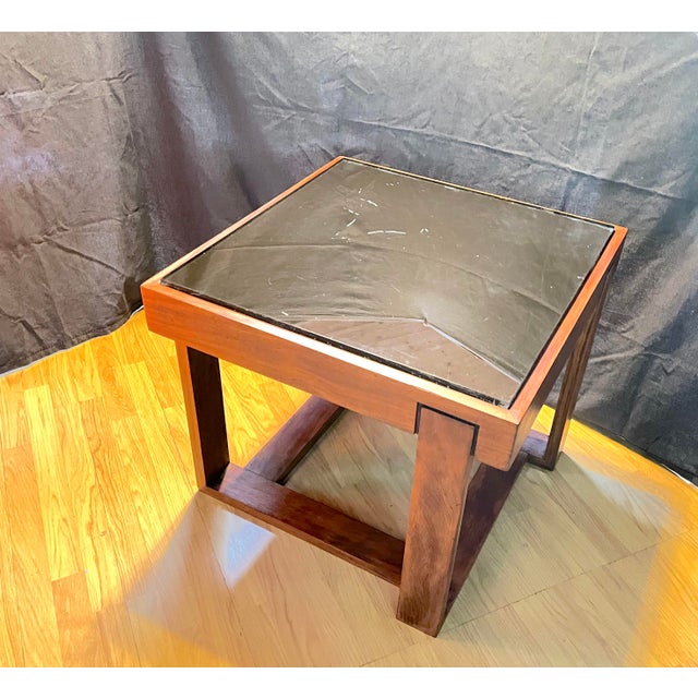 Mid 20th Century Rosewood Coffee/End Table, With Black Glass Top, Brazil 1970's For Sale - Image 5 of 5